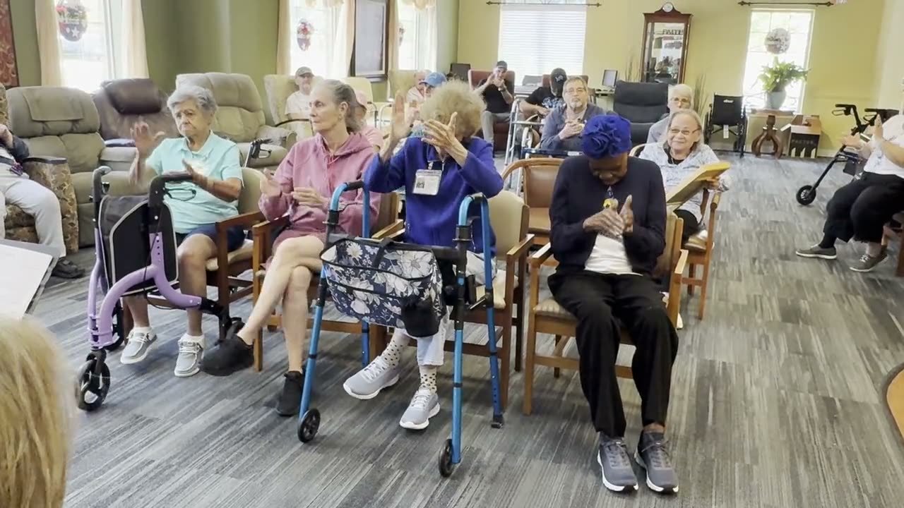 Group chair exercise class at SarahCare at Lakeside