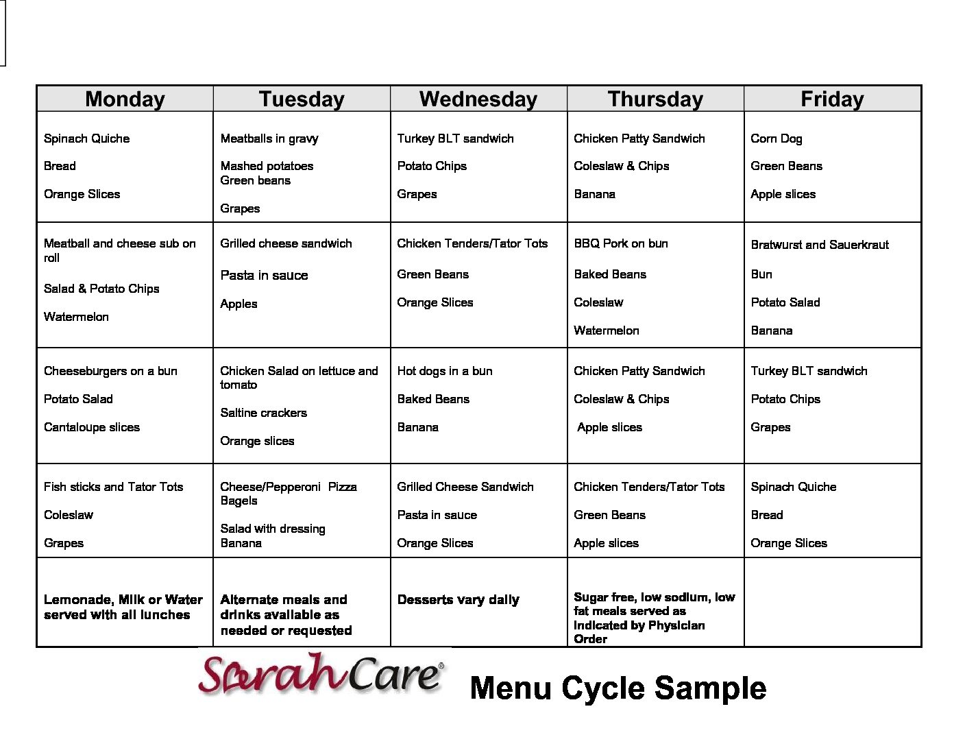SarahCare Menu_March