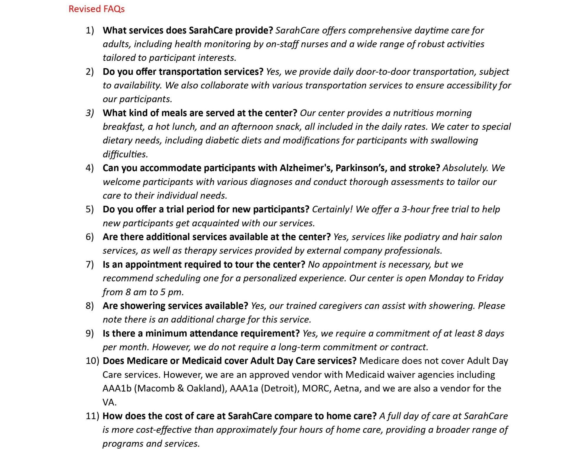 SarahCare Activities_March